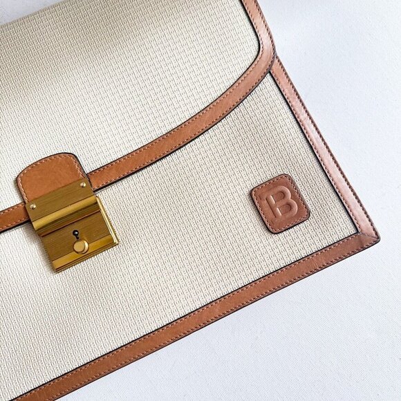Vintage Bally Light Beige Monogram Office Document Case - Picture 3 of 14